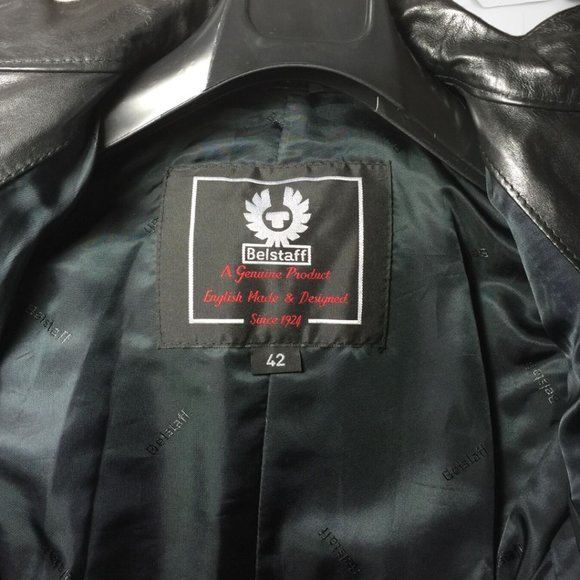 Belstaff Leather Long Brian Fashion Jacket Blouson Size 42 Made in Italy - Picture 9 of 10